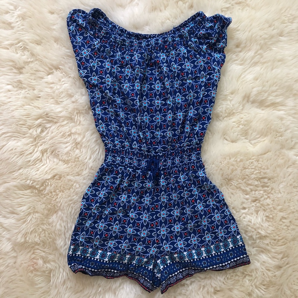 Justice Girls Romper in blue with pattern size 10